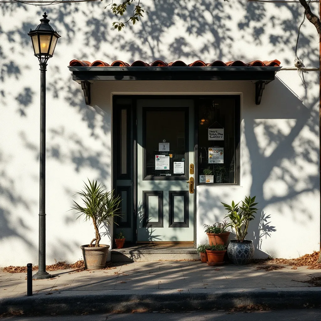 Entrada luminosa de un consultorio con plantas