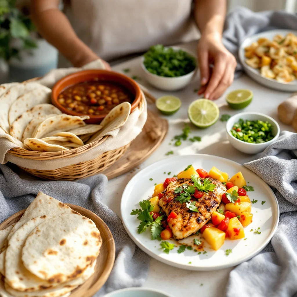 Comida casera mexicana servida en la mesa